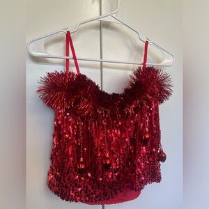 New Christmas sequined crop top.   Holidays.  Ugly Christmas party.  Sexy.